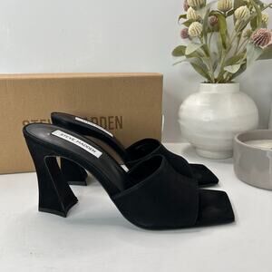 Steve Madden Fairfax Suede Heeled Slip On Sandal Black Women's 8.5 M Witchycore